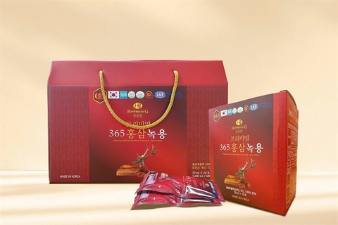 Nước Hồng Sâm Nhung Hươu Linh Chi 365 Hansusam Hàn Quốc- hộp 20 gói và hộp 60 gói