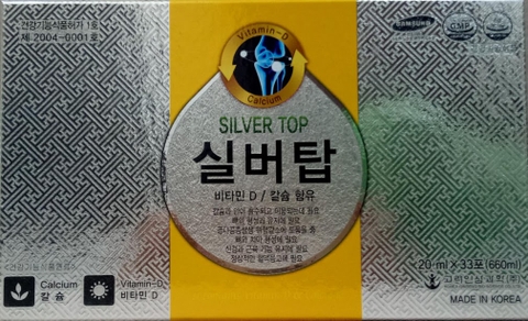 Nước Bổ Sung Canxi Silver Top BIO Hàn Quốc hộp 33 gói * 20ml (Calcium Silver Top)