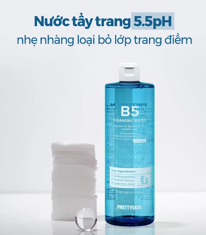 Nước Tẩy Trang Phục Hồi Cho Da Nhạy Cảm Pretty Skin B5 Cleansing Water (500ml)