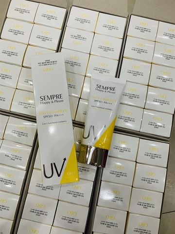 Kem chống nắng Geo Sempre Happy & Please skin fit sun block SPF/ 50 PA +++