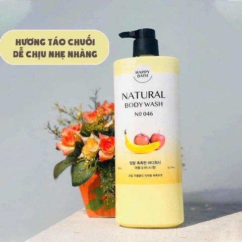 Sữa tắm Happy Bath Hương Trái Cây Táo Chuối Natural Body Wash No.046 (900g)