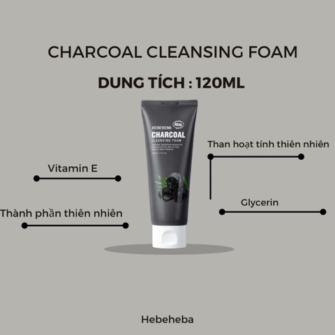 Sữa Rửa Mặt Hebeheba Real Charcoal 120ml