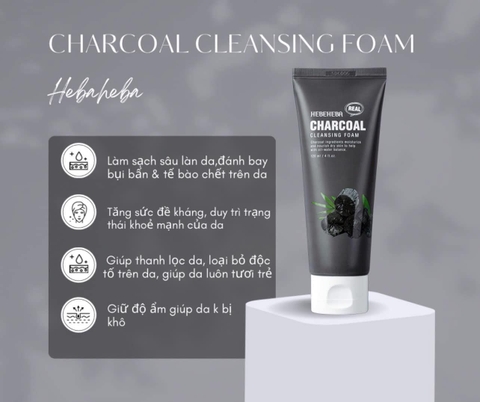 Sữa Rửa Mặt Hebeheba Real Charcoal 120ml