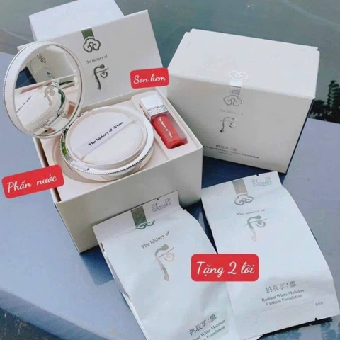 SET PHẤN NƯỚC WHOO TRẮNG TẶNG KÈM SON + 2 LÕI
