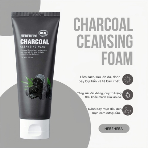 Sữa Rửa Mặt Hebeheba Real Charcoal 120ml