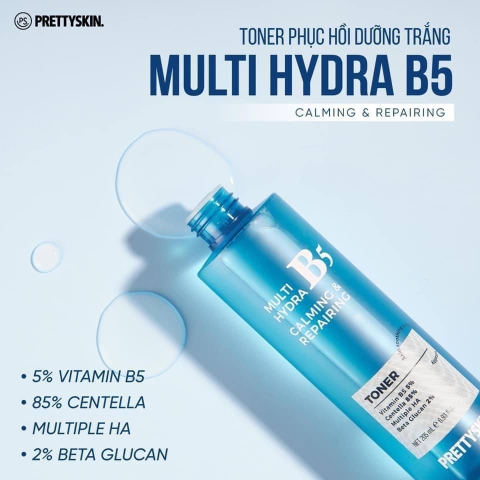 Nước Hoa Hồng Prettyskin Multi Hydra B5 Calming & Repairing 210ml