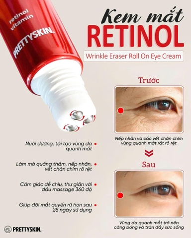 Kem Dưỡng Mắt Prettyskin Wrinkle Eraser Roll On Eye Cream 30ml