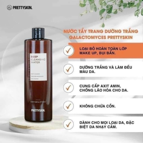 Nước Tẩy Trang PrettySkin Galactomyces Dưỡng Trắng Màu Nâu 500ml