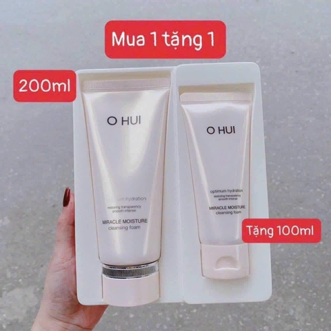 SET SỮA RỬA MẶT OHUI HỒNG MIRACLE MOISTURE   (200ml + 100ml)