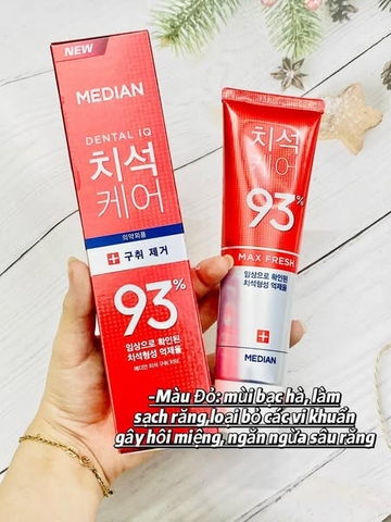 Kem Đánh Răng MEDIAN Dental IQ 93% Màu Đỏ