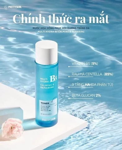 Nước Hoa Hồng Prettyskin Multi Hydra B5 Calming & Repairing 210ml