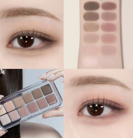 Bảng Phấn Mắt CLIO Air Pro Eye Palette 03 Mute Library – 12 Ô Màu Hồng Pastel Sang Trọng