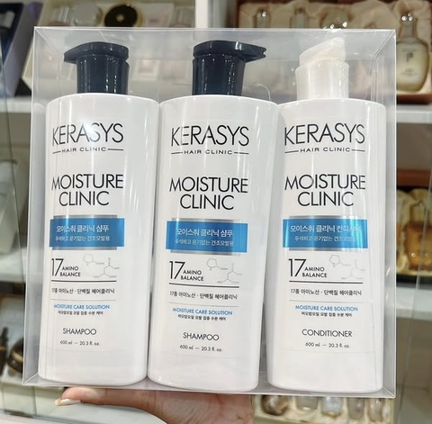 Bộ Dầu Gội Xả Kerasys Moisture Clinic Xanh  600ml* (2 gội + 1 xả)
