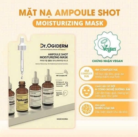 Mặt Nạ Dr.Ogiderm Vải Vi Sợi Ampoule Shot Mask 30ml- hộp 10 miếng