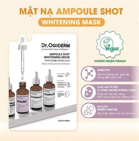 Mặt Nạ Dr.Ogiderm Vải Vi Sợi Ampoule Shot Mask 30ml- hộp 10 miếng