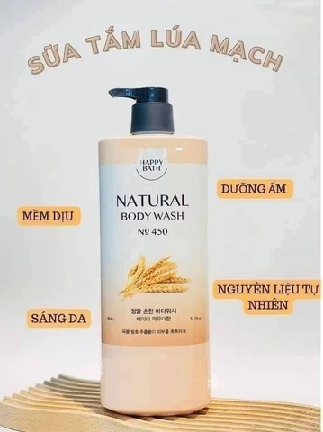 Sữa Tắm Happy Bath Natural 900g – Dưỡng Da Ẩm Mượt, Hương Thơm Dịu Dàng