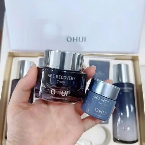 SET DƯỠNG DA OHUI TÍM BABY COLLAGEN AGE RECOVERY 8 SP