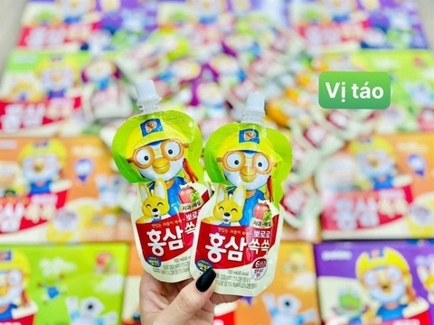 Nước uống hồng sâm Pororo trẻ em vị táo (10 gói x 100ml)