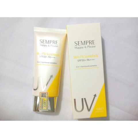 Kem chống nắng Geo Sempre Happy & Please skin fit sun block SPF/ 50 PA +++