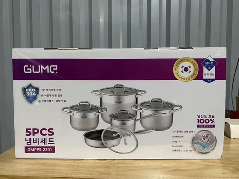 Bộ Nồi Chảo Inox Cao Cấp Gume GMP PS-2201 Hàn Quốc (5 món)