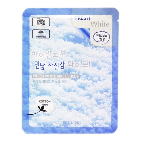 Mặt Nạ Dưỡng Trắng Tuyết 3W Clinic Fresh White Mask Sheet (Bịch)