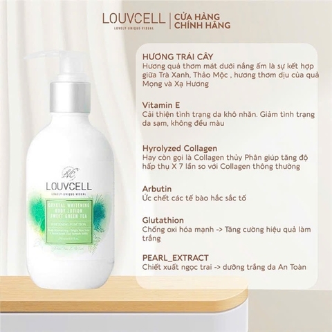 Kem Dưỡng Trắng Da Nâng Tông Louvcell Crystal Whitening Body Lotion 250ml