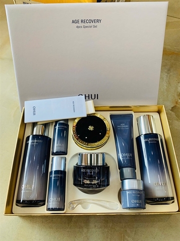 SET DƯỠNG DA OHUI TÍM BABY COLLAGEN AGE RECOVERY 8 SP