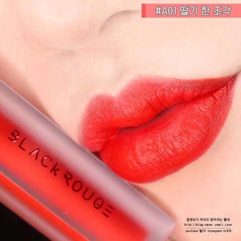 Son Kem Lì Black Rouge Air Fit Velvet Tint A01 Strawberry Red - Đỏ Dâu