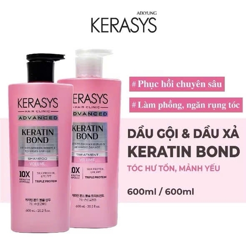 CẶP DẦU GỘI DẦU XẢ HÀN QUỐC KERASYS KERATIN BOND VOLUME