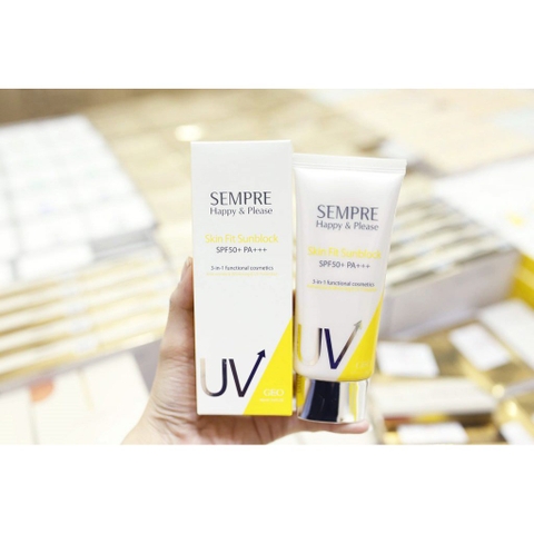 Kem chống nắng Geo Sempre Happy & Please skin fit sun block SPF/ 50 PA +++