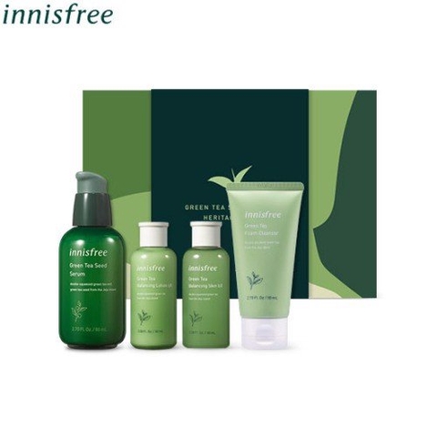 Bộ Dưỡng Da Innisfree Jeju Heritage Set Green Tea Seed Serum 4 món