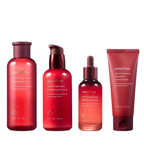 Bộ 4 Sản Phẩm Innisfree lựu đỏ Jeju Pomegranate Revitalizing Skincare Special Set