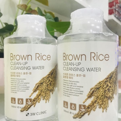 Nước tẩy trang lúa mạch 3W CLINIC BROWN RICE CLEAN-UP CLEANSING WATER 500ml