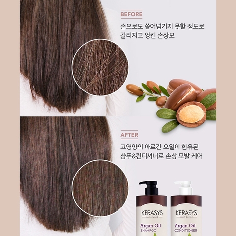 Dầu gội Kerasys Argan Oil Hàn Quốc 1L - Phục hồi tóc hư tổn, chẻ ngọn, giảm gãy rụng