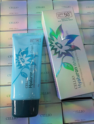 KEM CHỐNG NẮNG CELLIO HYALURON WHITENING SUN CREAM SPF50+ PA+++ 70g