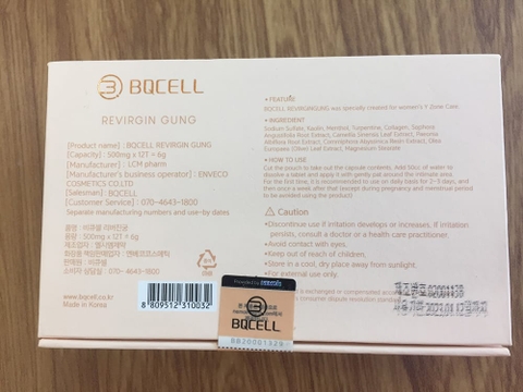 Viên Đặt Se Khít Vùng Kín Bqcell Revirgin Gung The Miracle Pill Is Only For Women
