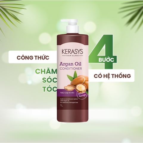 Dầu xả Kerasys Argan Oil Hàn Quốc 1L - Phục hồi tóc hư tổn, chẻ ngọn, giảm gãy rụng