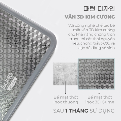 Thớt kháng khuẩn cao cấp 2 mặt GUME TGI - 01 (Inox 304 + Gỗ mun)