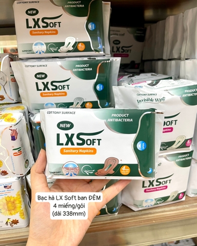 Băng vệ sinh LXSoft ban đêm có cánh 338mm (4 miếng)