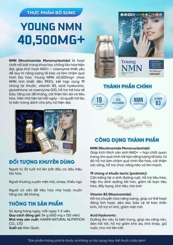 VIÊN UỐNG BỔ SUNG YOUNG NMN 40,500MG+ HỘP 120V