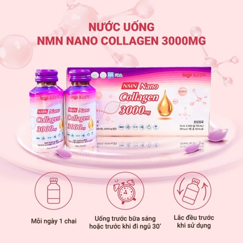 NƯỚC UỐNG NMN NANO COLLAGEN 3000MG- Hộp 10 chai