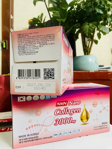 NƯỚC UỐNG NMN NANO COLLAGEN 3000MG- Hộp 10 chai
