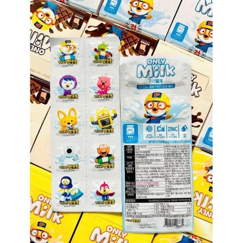KẸO SỮA PORORO ONLY MILK HÀN QUỐC-Hộp 25 vỉ – mỗi vỉ 10 viên