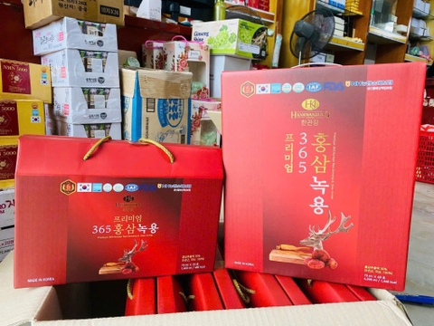 Nước Hồng Sâm Nhung Hươu Linh Chi 365 Hansusam Hàn Quốc- hộp 20 gói và hộp 60 gói