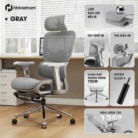 Ghế Công Thái Học Egronomic HTD 909 nâng Đỡ Cột Sống Tối Ưu