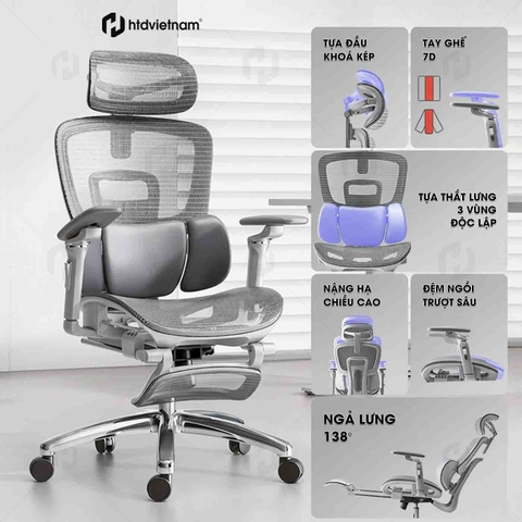 Ghế công thái học HTD-X360 giải pháp bảo vệ cột sống