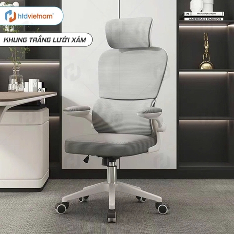 Ghế công thái học HTD-S1 Ghế xoay văn phòng hỗ trợ cột sống nâng hạ ngả lưng lên đến 135 độ