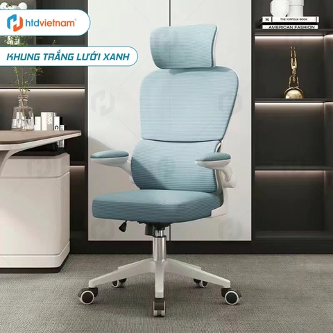 Ghế công thái học HTD-S1 Ghế xoay văn phòng hỗ trợ cột sống nâng hạ ngả lưng lên đến 135 độ