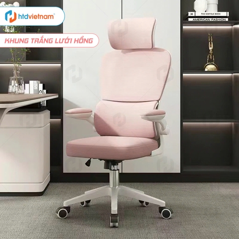 Ghế công thái học HTD-S1 Ghế xoay văn phòng hỗ trợ cột sống nâng hạ ngả lưng lên đến 135 độ