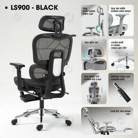 Ghế công thái học full lưới HTD-LS900 Chống đau lưng